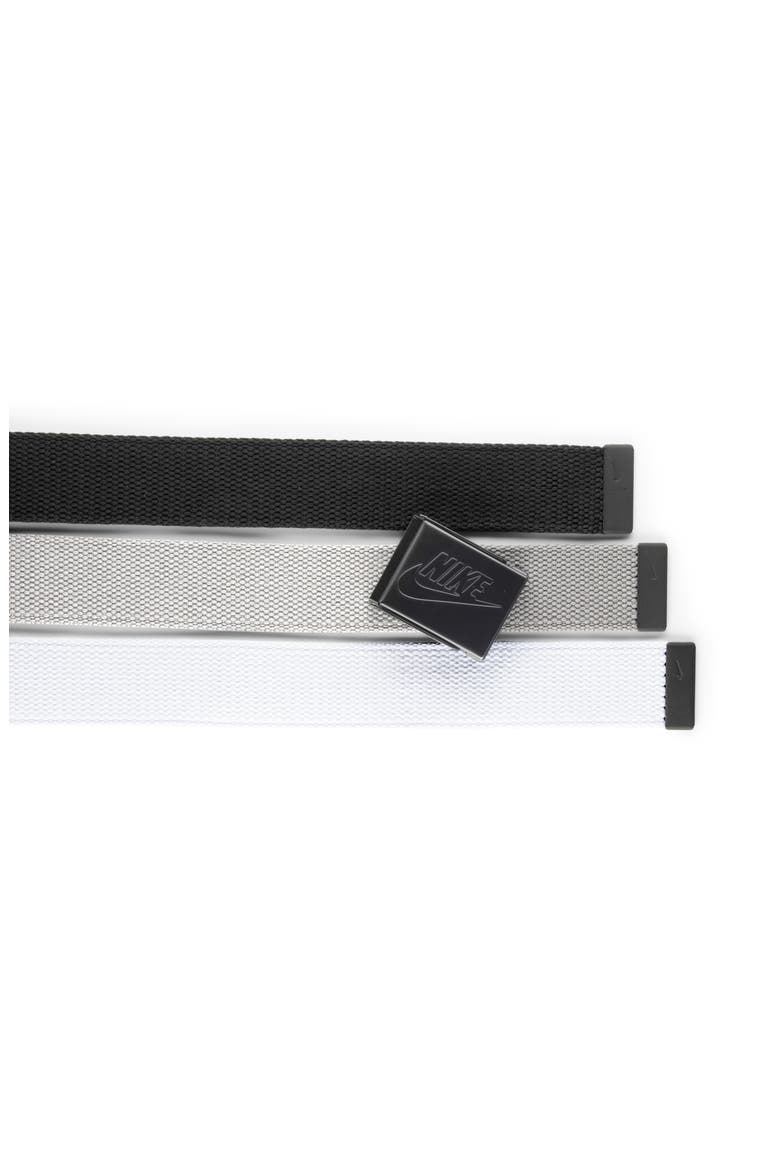 Set of 3 Webbed Belts, Alternate, color, BLACK/ WHITE/ GREY