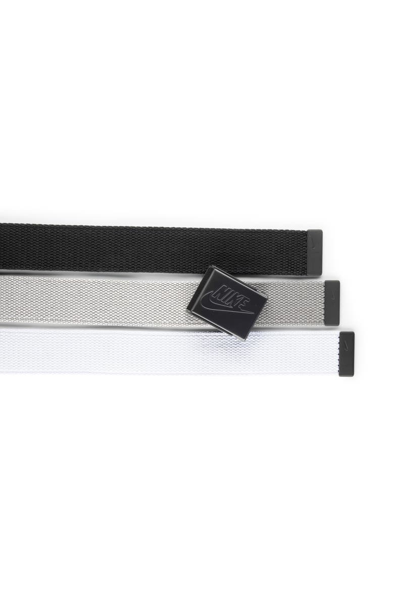 Nike Set of 3 Webbed Belts, Alternate, color, Black/ White/ Grey