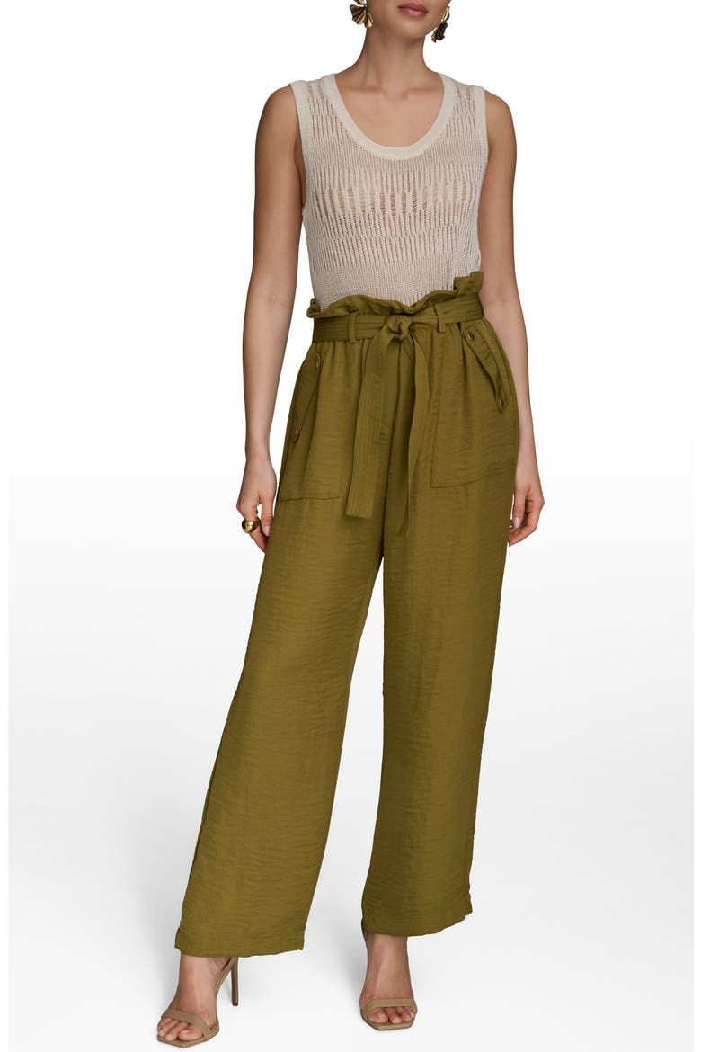 Paperbag Waist Straight Leg Pants, Alternate, color, SMOKY OLIVE