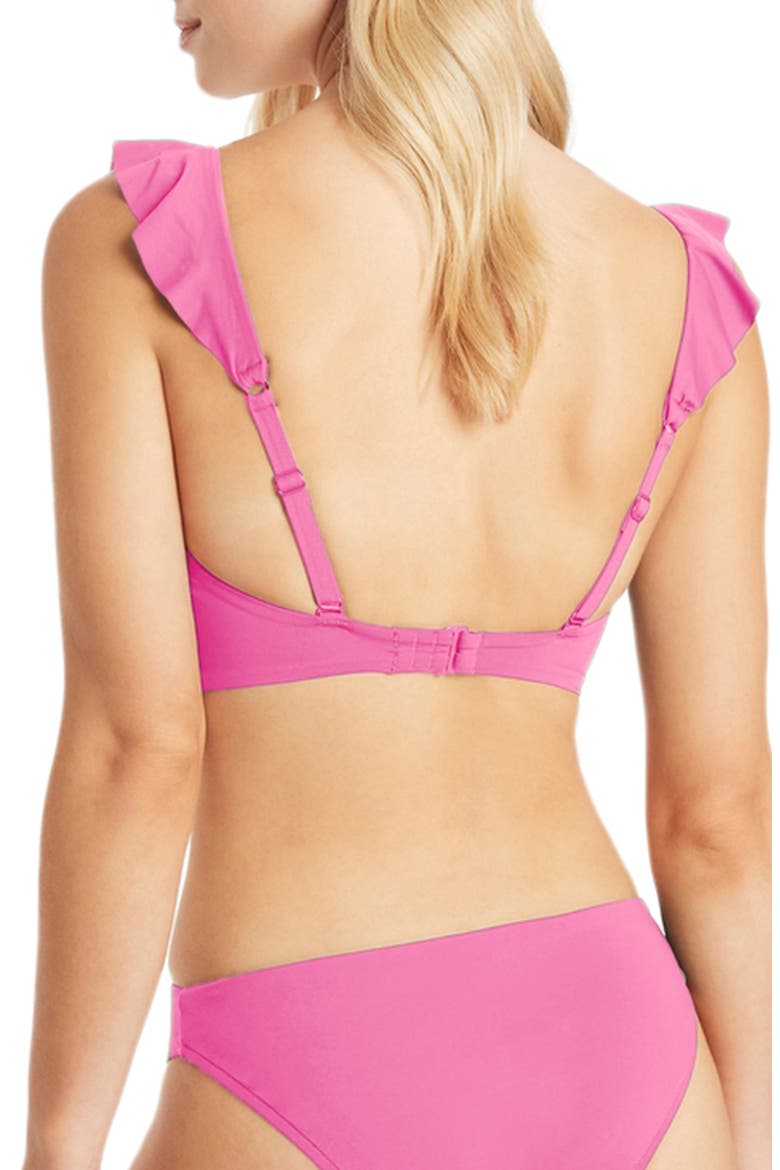 Frill Bikini Top, Alternate, color, HOT PINK