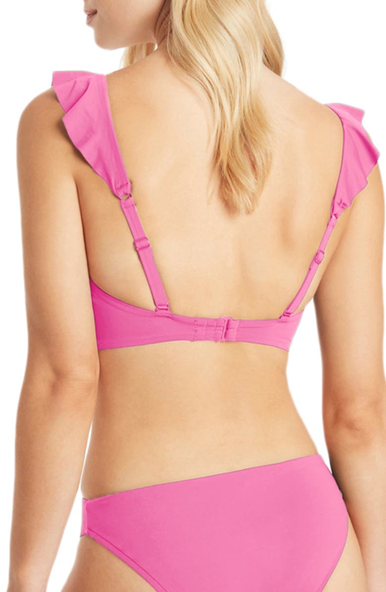 Sea Level Frill Bikini Top, Alternate, color, Hot Pink