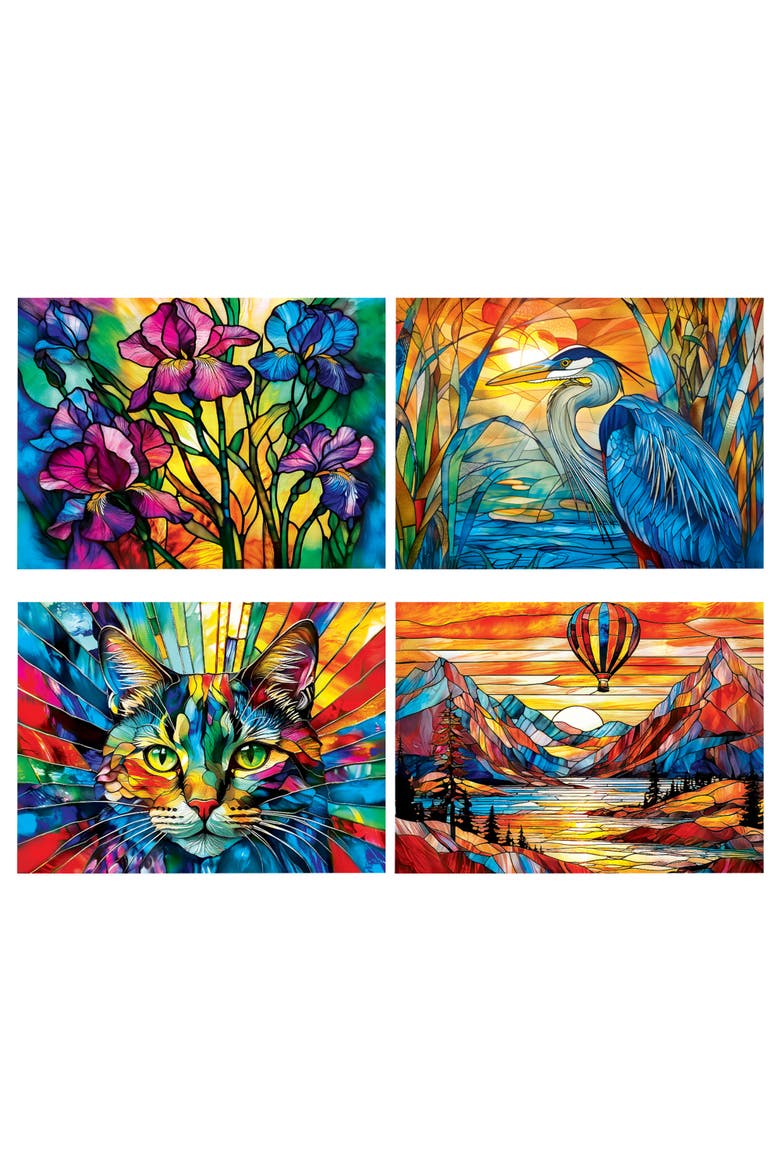 Stained Glass 500pc Puzzles 4 Pack, Alternate, color, Multicolor