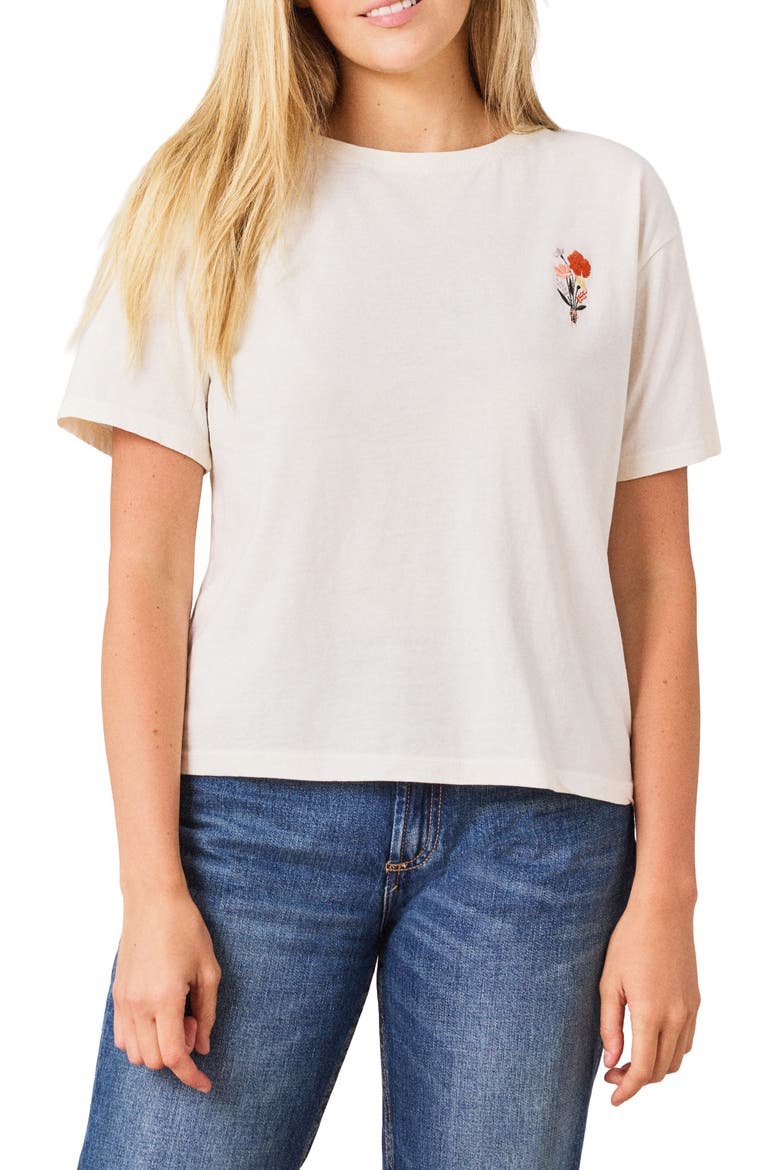 Toni Boxy Cotton Crop Tee, Main, color, ANT. WHITE SKETCHED FLORAL
