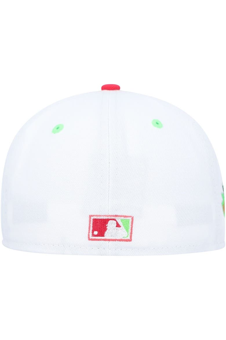Men's New Era White/Coral Boston Red Sox  Fenway Park 100th Anniversary  Strawberry Lolli 59FIFTY Fitted Hat, Alternate, color, White