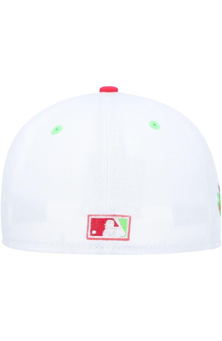 New Era Men's New Era White/Coral Boston Red Sox  Fenway Park 100th Anniversary  Strawberry Lolli 59FIFTY Fitted Hat, Alternate, color, White