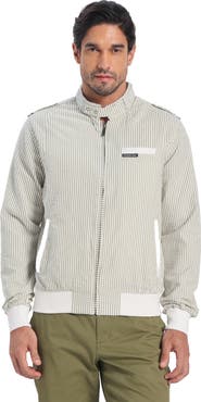 Members Only Men's Seersucker Iconic Racer Jacket