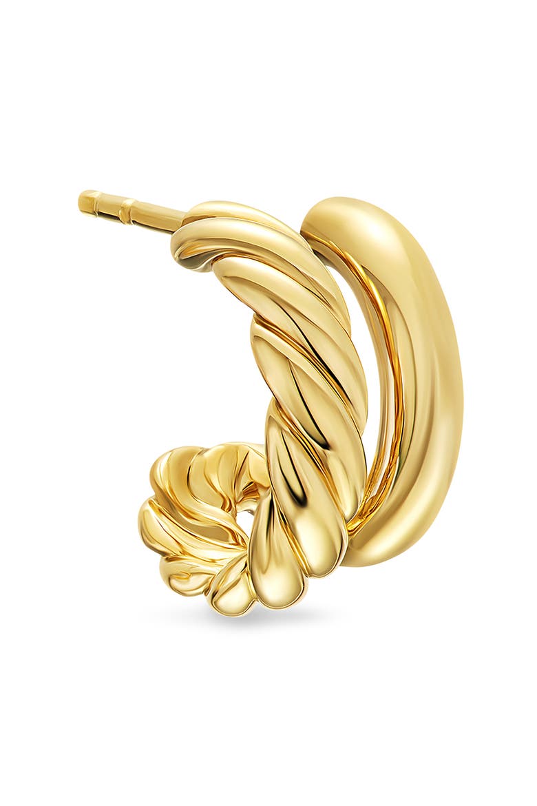DY Mercer® Double Hoop Huggie Earrings in 18K Yellow Gold, 7.8mm, Alternate, color, GOLD