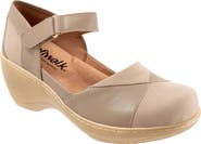 SoftWalk® Miri Ankle Strap Platform Wedge Clog
