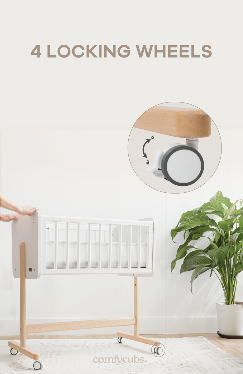 Comfy Cubs Wooden Bedside Bassinet Sleeper, Alternate, color, Light Wood