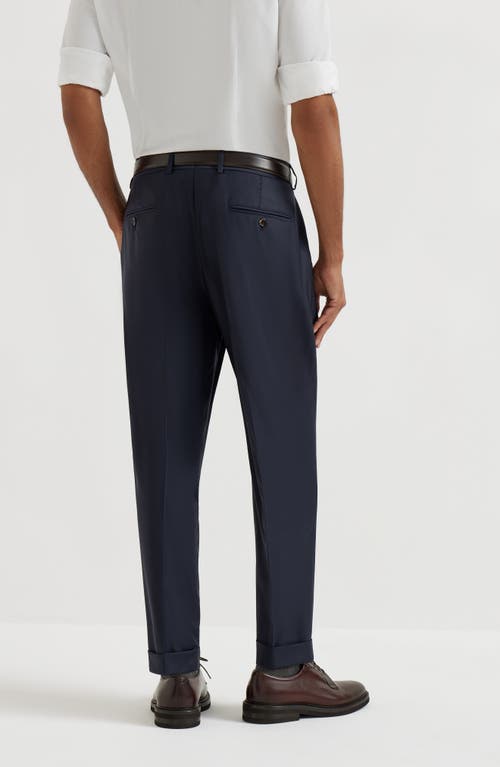 Brunello Cucinelli Straight-leg Pleated Wool-flannel Trousers In Blue