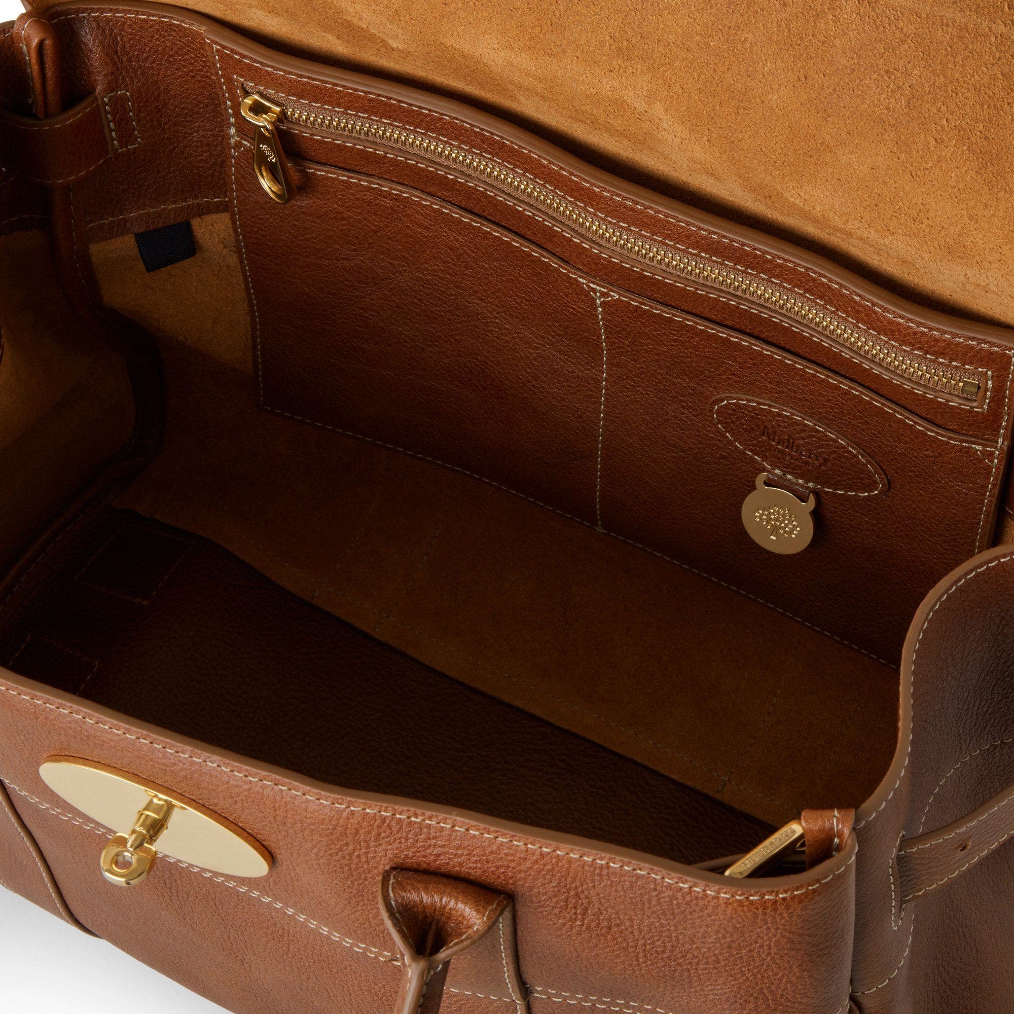 Mulberry Bayswater Leather Satchel, Alternate, color, Oak