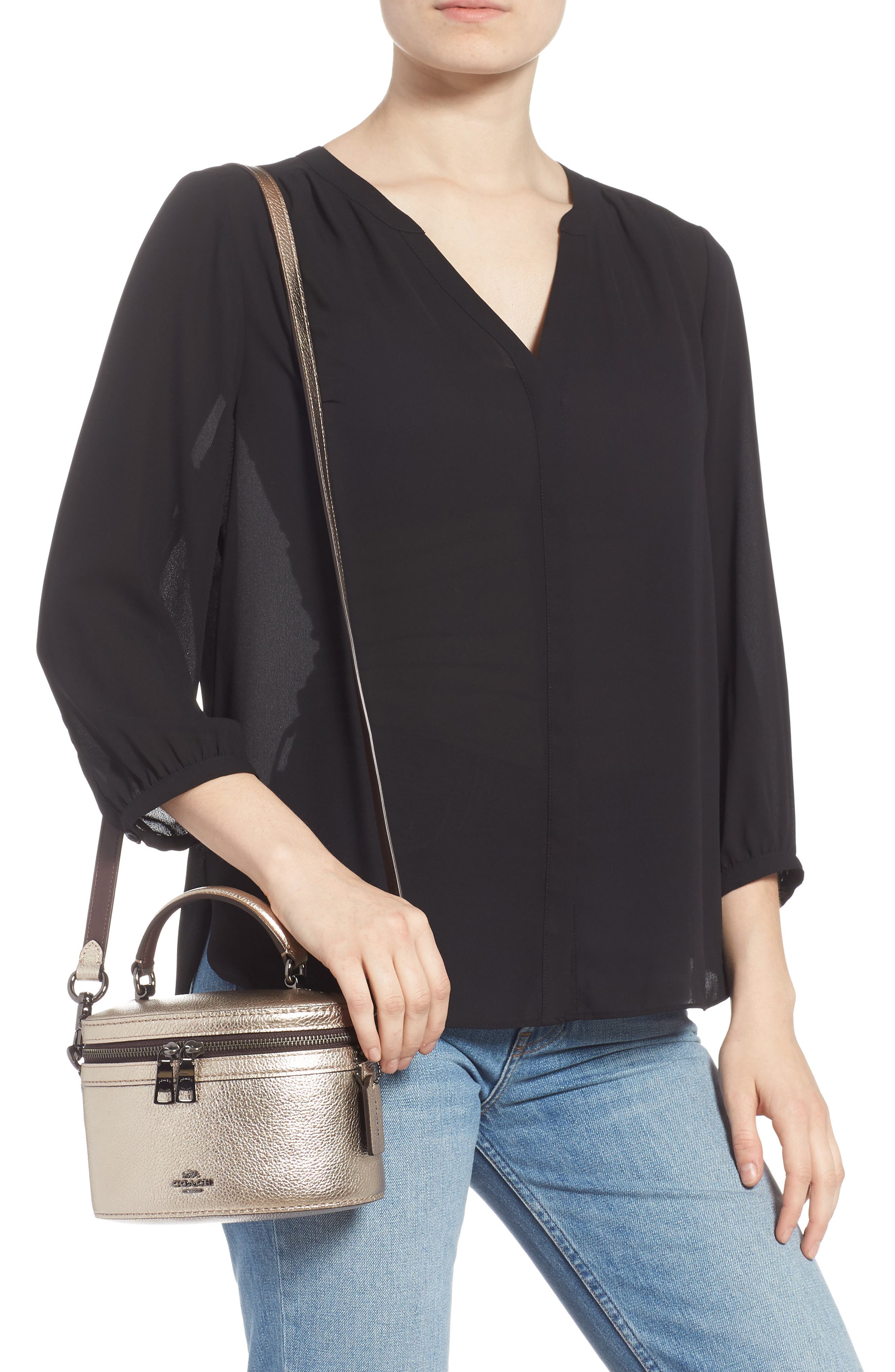 COACH Trail Colorblock Metallic Leather Crossbody Bag, Alternate, color, 