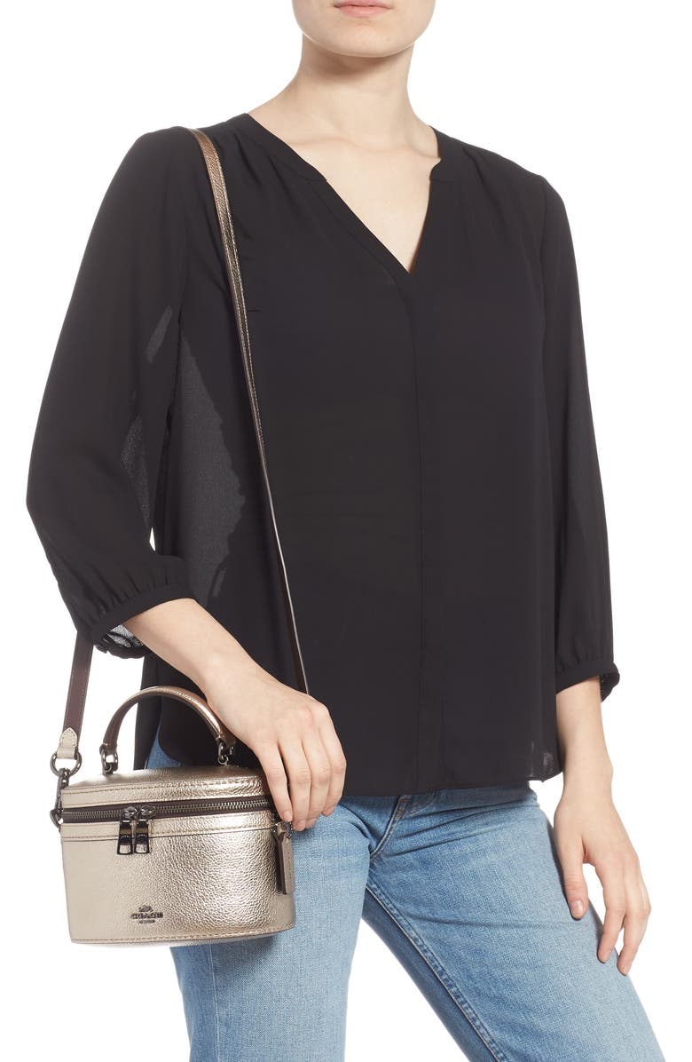 COACH Trail Colorblock Metallic Leather Crossbody Bag, Alternate, color,