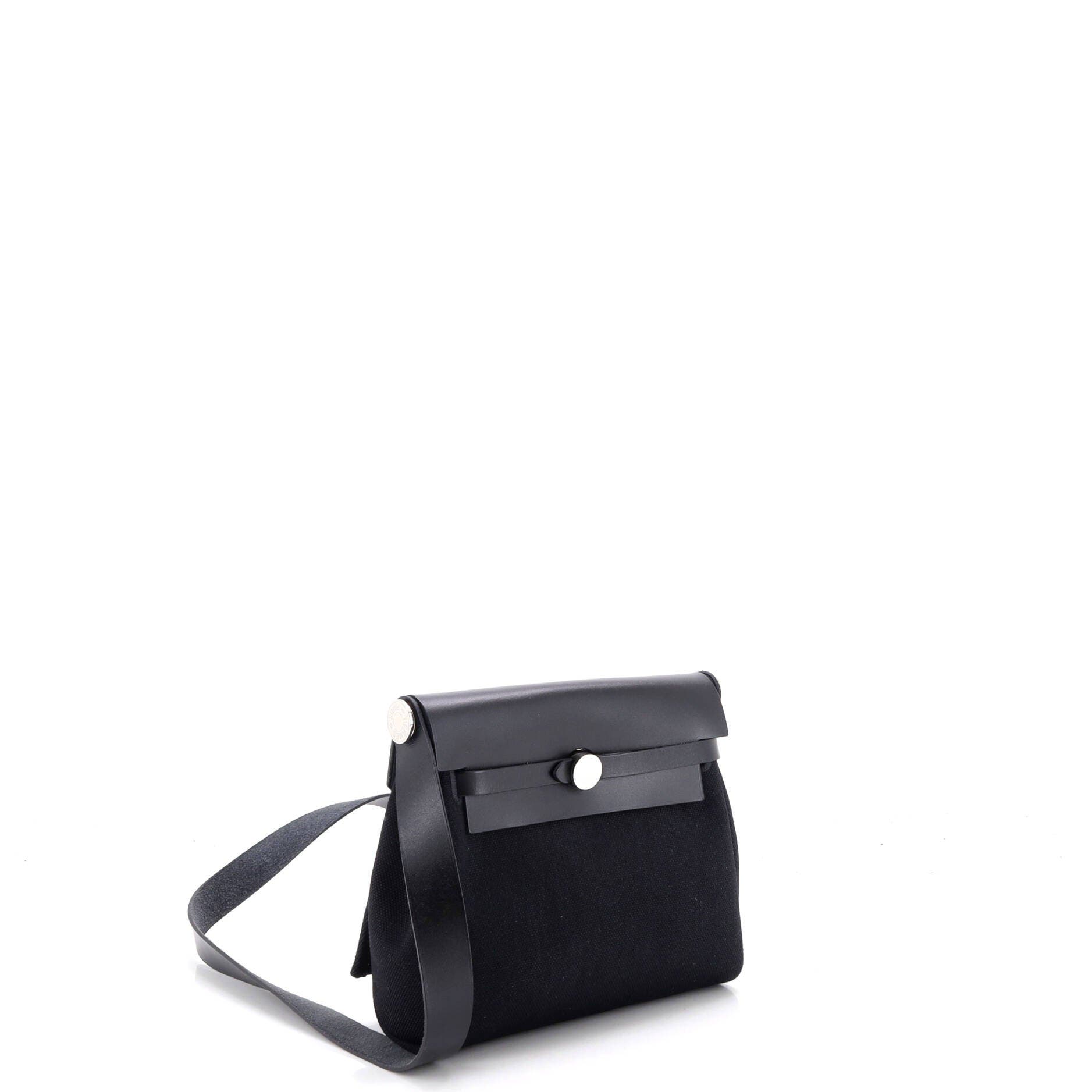 Pre-Owned Hermes Herbag Zip Toile and Leather 20, Alternate, color, Noir