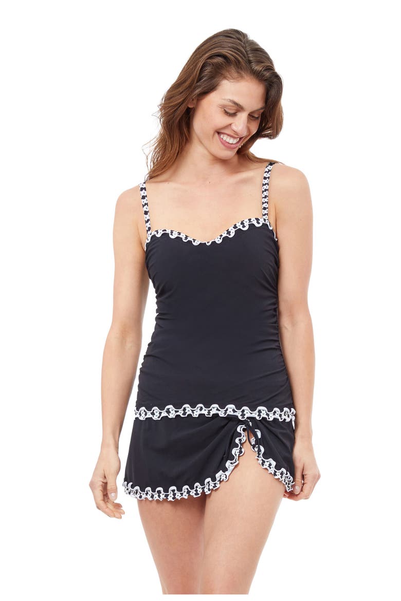 Enya E-Cup Bandeau Tankini Swim Top, Alternate, color, BLACK
