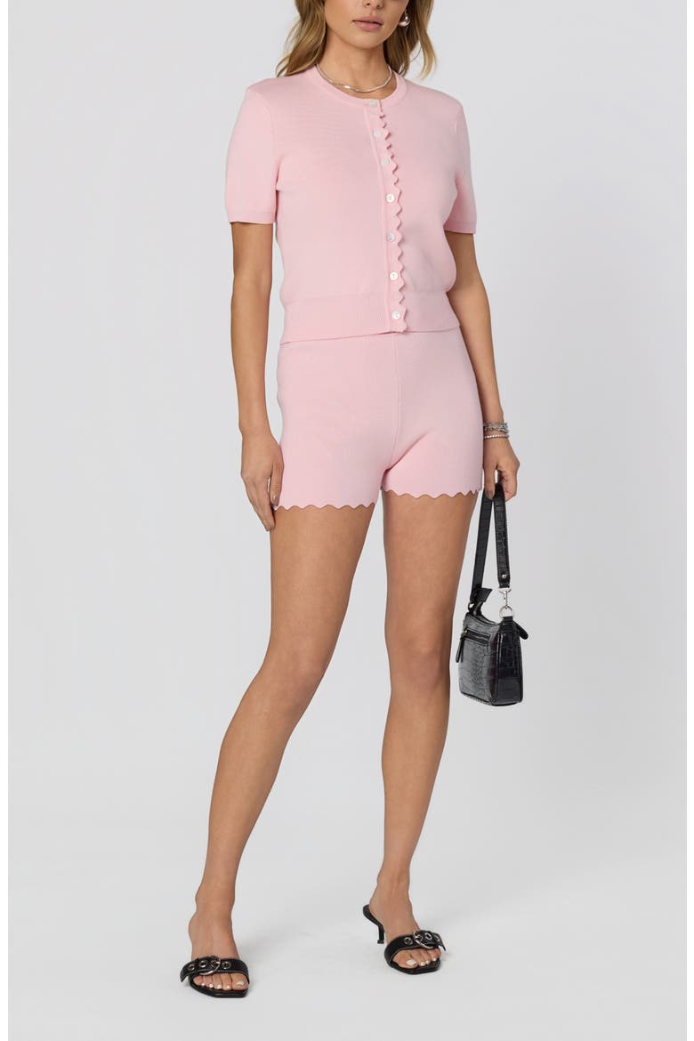 Scalloped Edge Knit Shorts, Alternate, color, PINK