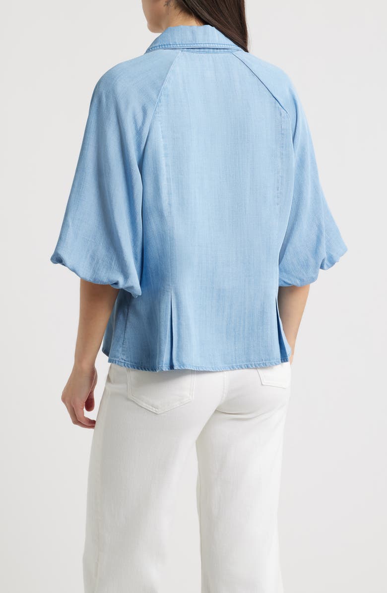 Wit 
Wisdom Bubble Sleeve Flare Button-Up Chambray Top, Alternate, color, Light Blue
