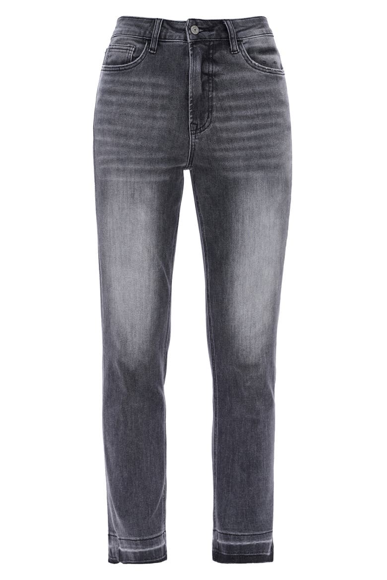 High Waist Raw Hem Ankle Straight Leg Mom Jeans, Alternate, color, STARRY NIGHT