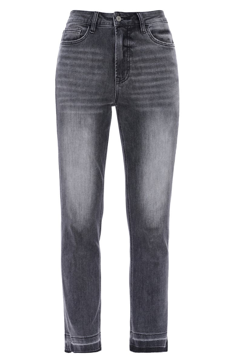 Bayeas High Waist Raw Hem Ankle Straight Leg Mom Jeans, Alternate, color, Starry Night