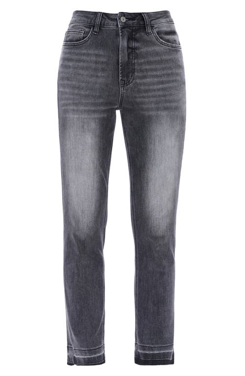 Bayeas High Waist Raw Hem Ankle Straight Leg Mom Jeans