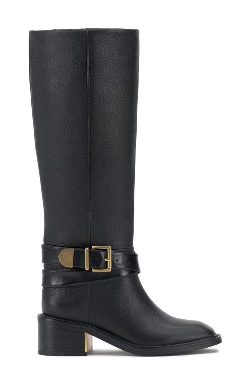 Vince Camuto Gini Extra Wide-calf Buckled Knee-high Riding Boots In Black
