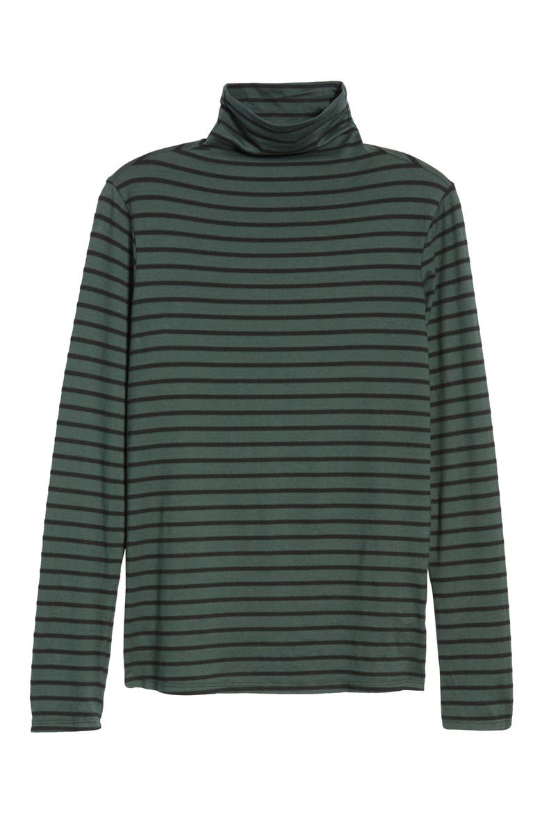 Chels Stripe Turtleneck Top, Alternate, color, PINE NEEDLE/ TRUE BLACK