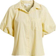beachlunchlounge Biance Bubble Sleeve Button-Up Top