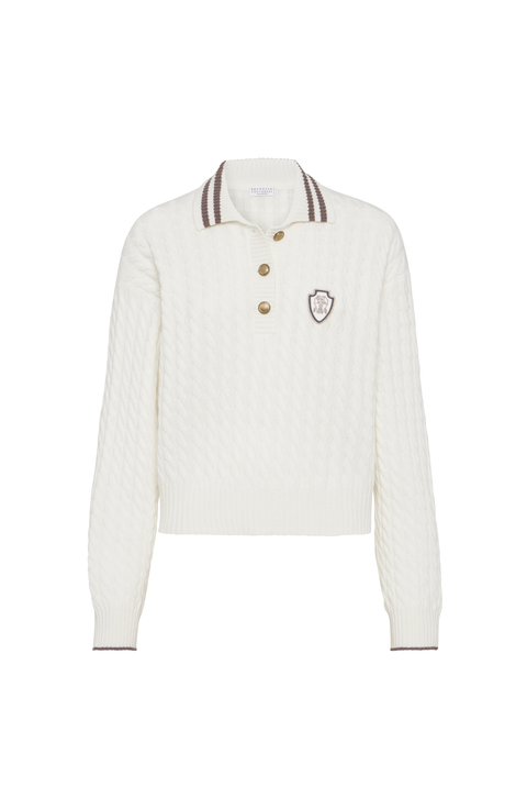 Cashmere knit polo shirt with logo