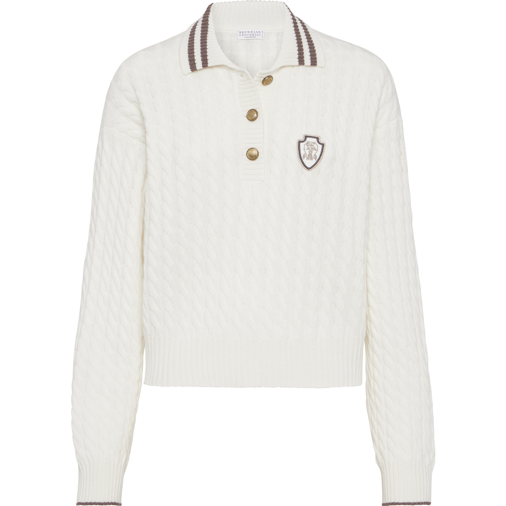 Brunello Cucinelli Sport Club Pullover With White Cashmere In White