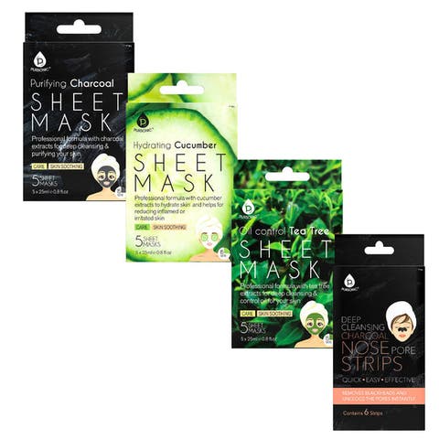 Charcoal Sheet Mask + Tea Tree Sheet Mask + Cucumber Sheet Masks + Cleansing Charcoal Nose Pore Strip