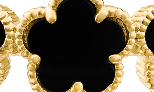 Cz By Kenneth Jay Lane Clover Open Cuff Bracelet In Black/gold
