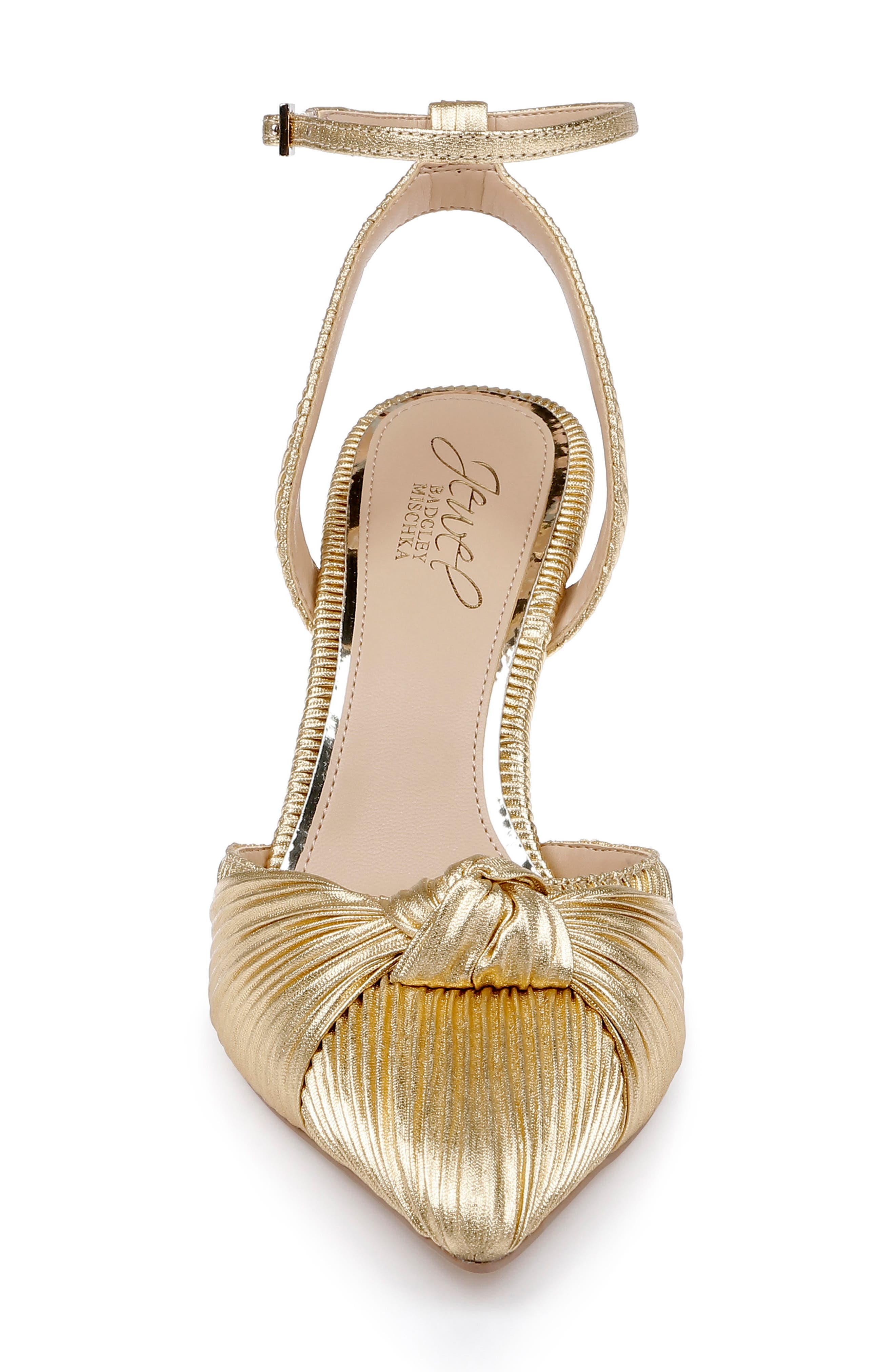 Enid Ankle Strap Pointed Toe Pump, Alternate, color, GOLD FABRIC