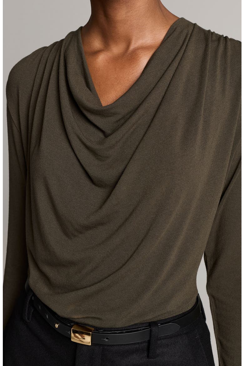 Cowl Neck Long Sleeve Top, Alternate, color, DARK MOSS