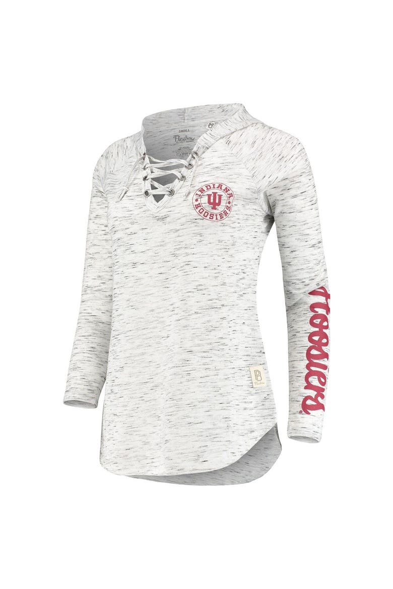Women's Pressbox Gray Indiana Hoosiers Space Dye Lace-Up V-Neck Long Sleeve T-Shirt, Alternate, color, Gray