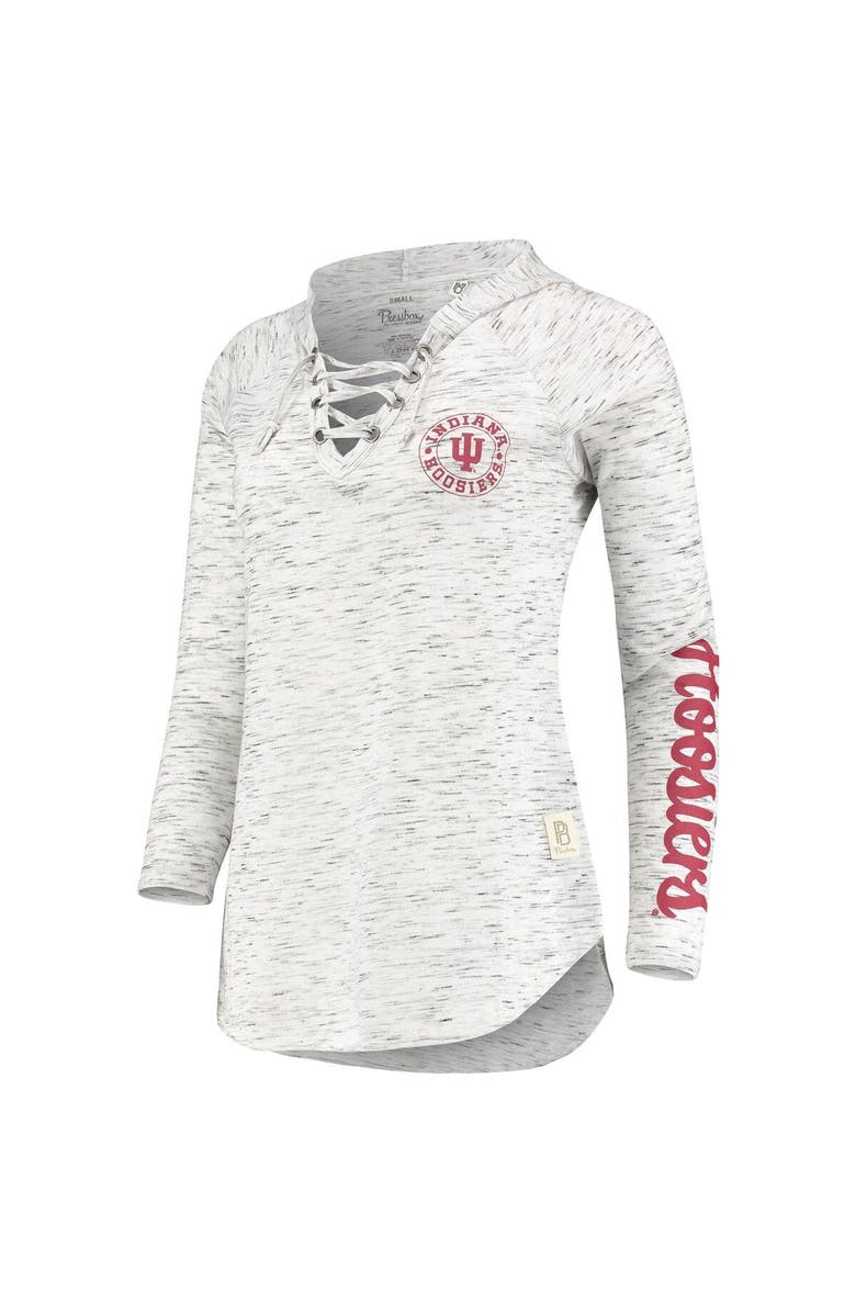 PRESSBOX Women's Pressbox Gray Indiana Hoosiers Space Dye Lace-Up V-Neck Long Sleeve T-Shirt, Alternate, color,
