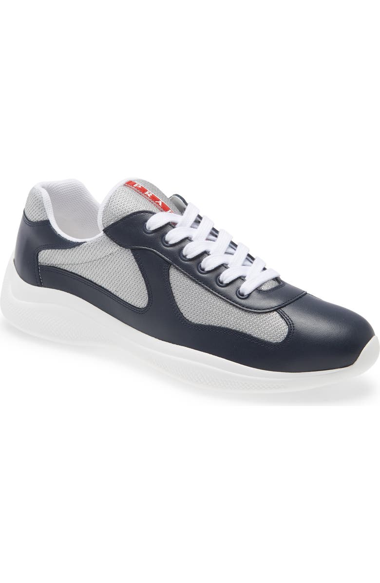 Prada America's Cup Bike Low Top Sneaker, Main, color, Baltico/ Argento