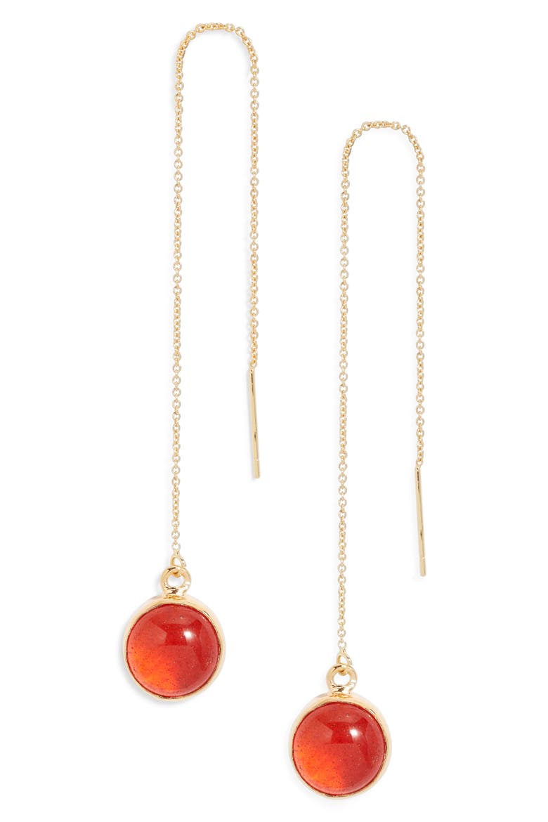 Umbo Chain Threader Earrings, Main, color, RED