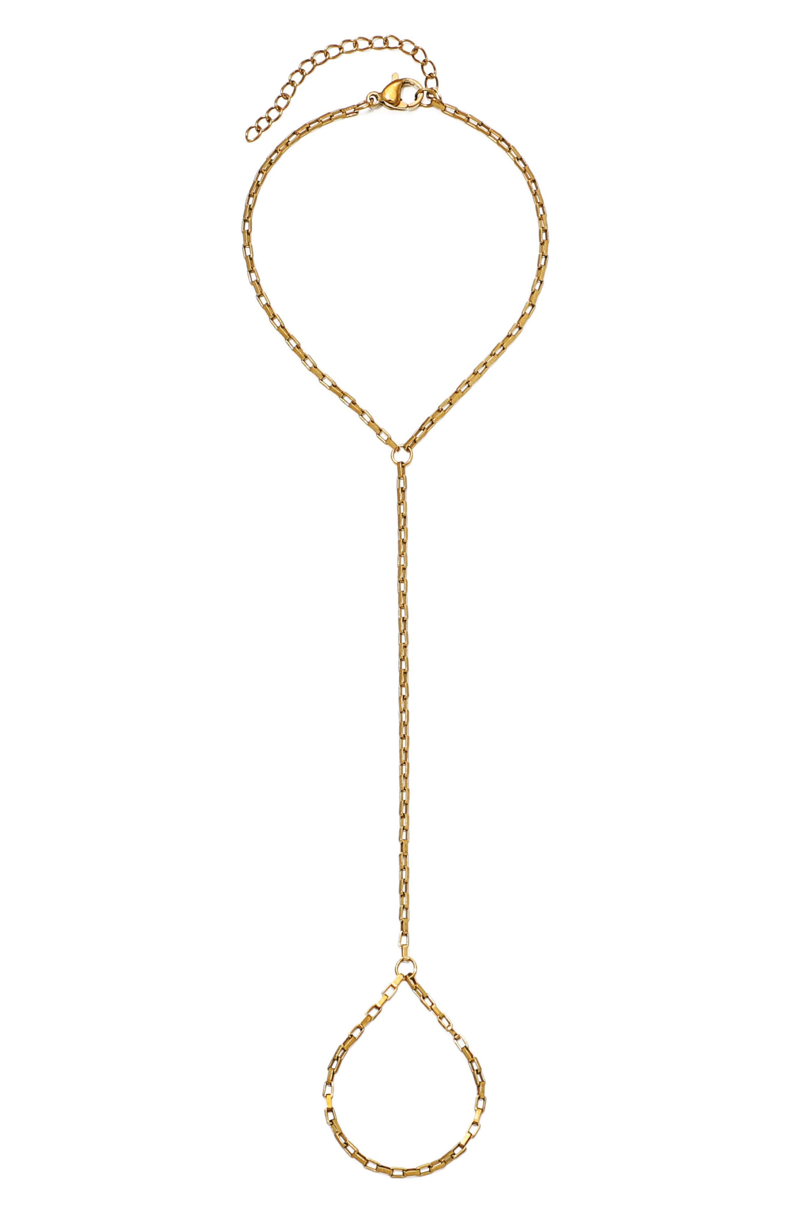 Adornia 18K Gold Plated Hand Chain Bracelet