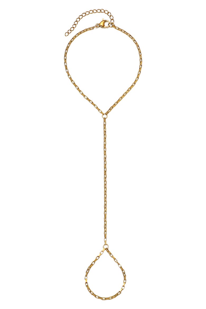 18K Gold Plated Hand Chain Bracelet, Main, color, GOLD