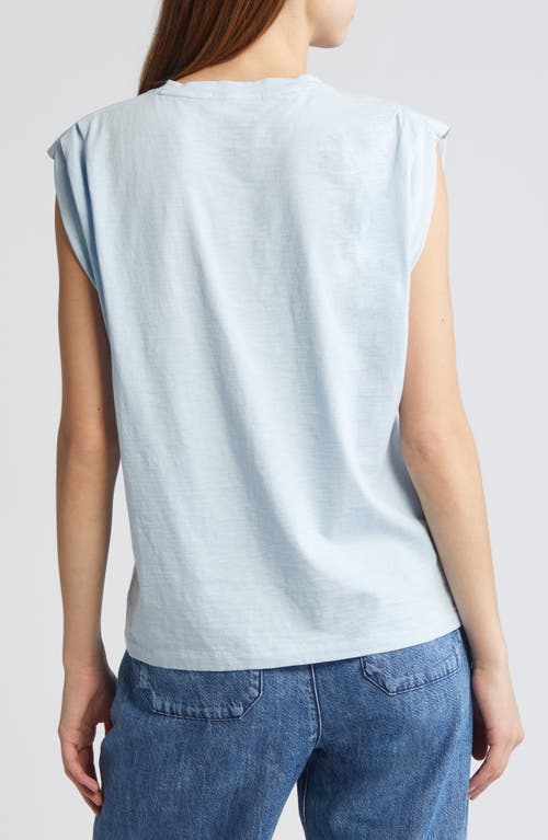 Rag & Bone Shoulder Pleat Organic Cotton Muscle Tee In Light Blue