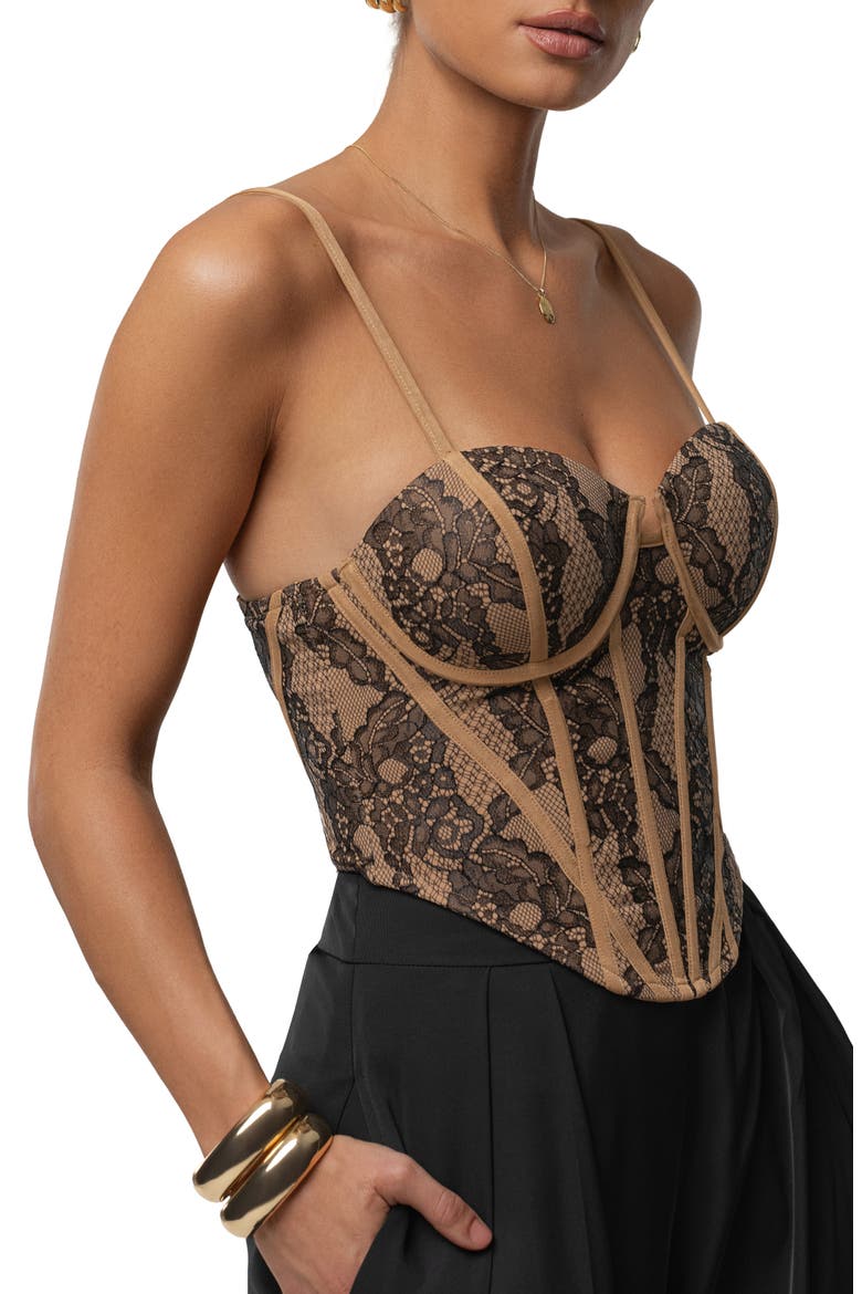 Desire Lace Underwire Corset Top, Alternate, color, BLACK