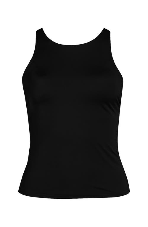 Lands' End Tugless High Neck Strappy Back Tankini Swimsuit Top In Black