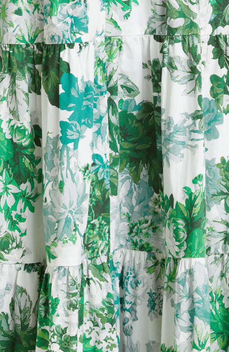 Cara Cara Delilah Tiered Floral Print Cutout Cotton Poplin Maxi Dress, Alternate, color, Nordic Fields Olive