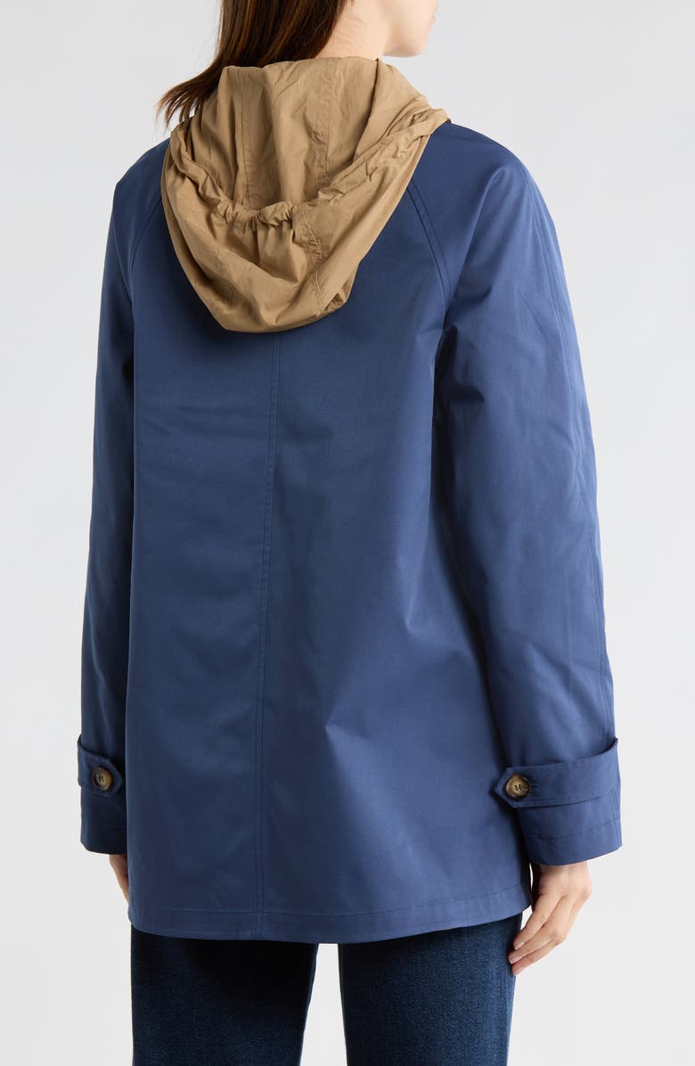 Bernardo Hooded Anorak Raincoat, Alternate, color, Khaki / Check Print