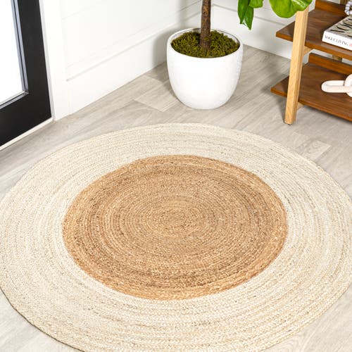 Jonathan Y Oceana Two-tone Boho Jute Circle Round Area Rug In Cream/natural