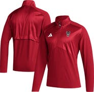 adidas Men's adidas Red NC State Wolfpack Sideline AEROREADY Raglan Sleeve Quarter-Zip Jacket