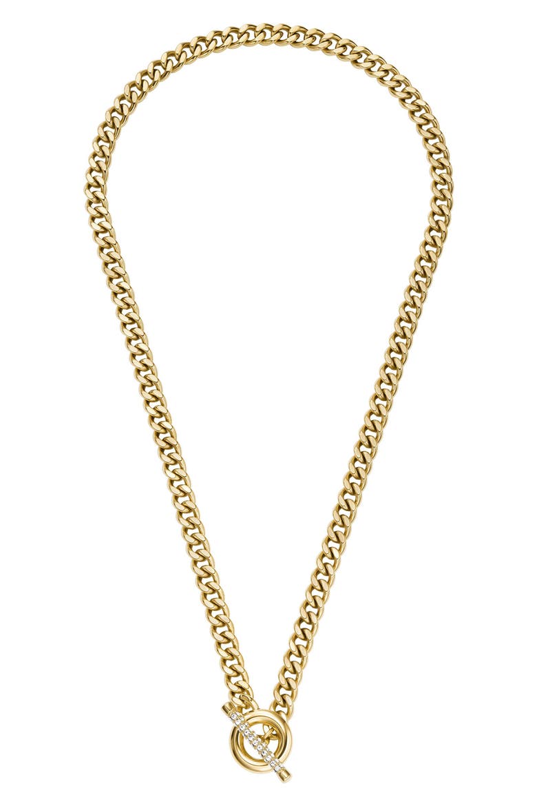 Carlie T-Bar Crystal Toggle Necklace, Alternate, color, GOLD