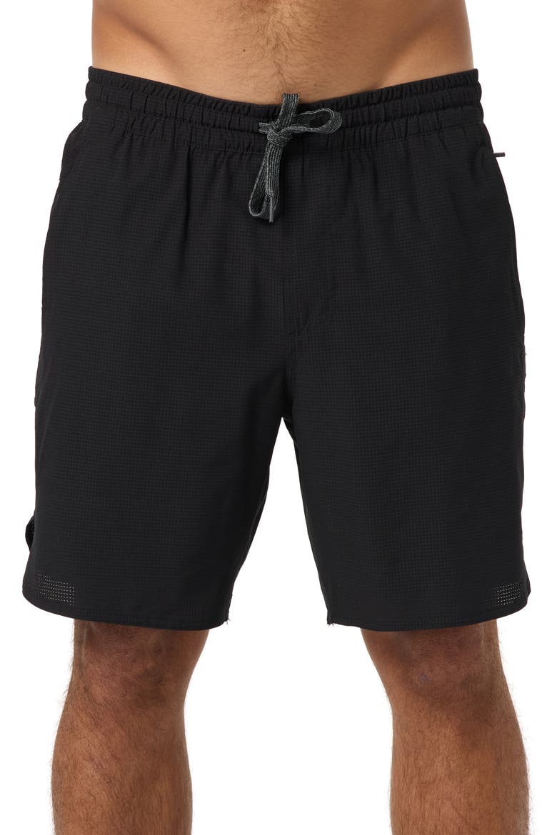 TRVLR Tech Lined Performance Hybrid Shorts, Main, color, BLACK