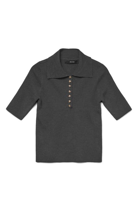Marina Elbow Sleeve Polo Sweater