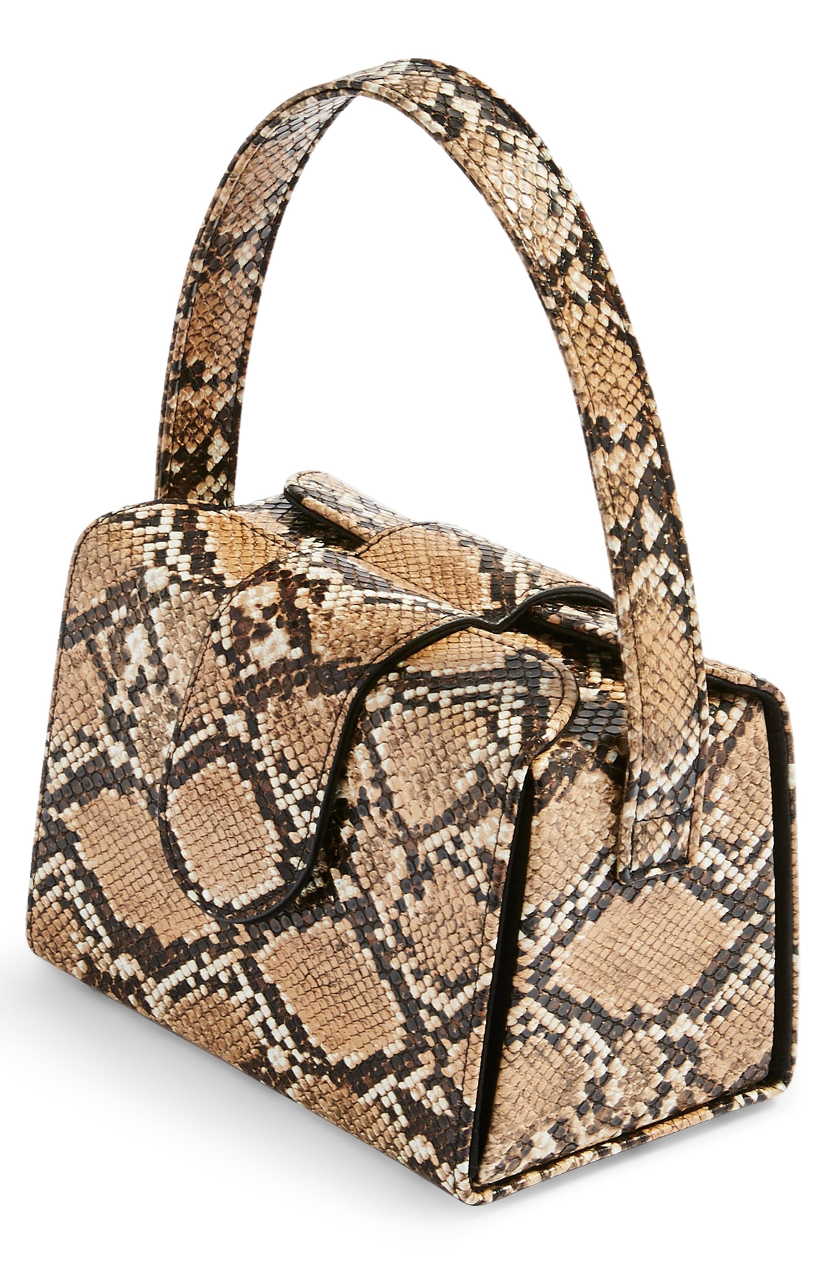 Snake Embossed Faux Leather Handbag, Alternate, color, NUDE MULTI